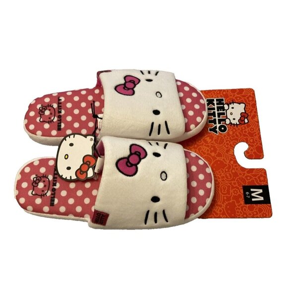 Sanrio Hello Kitty SLIPPERS WOMENS SIZE M 6/7 NEW White Pink - Picture 3 of 8